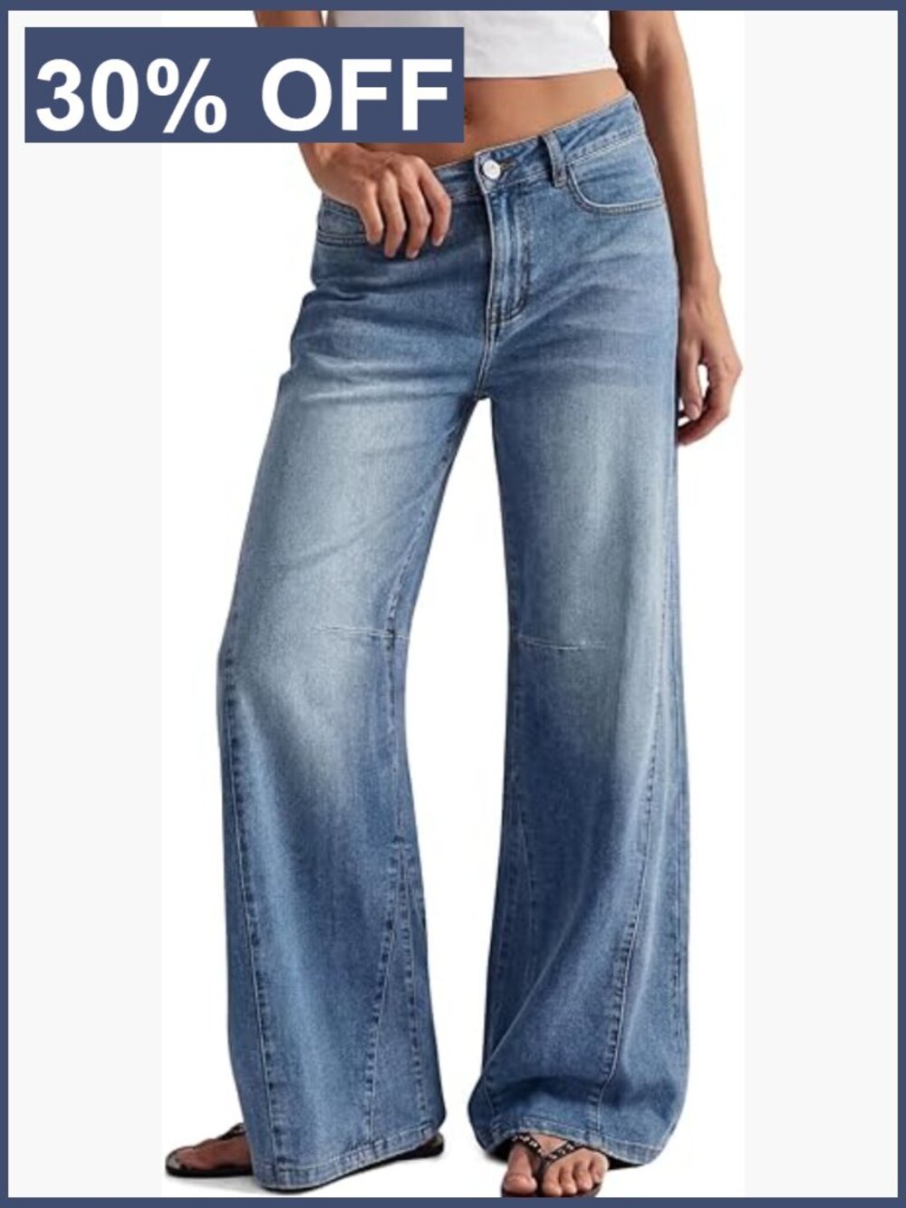 High Waisted Wide Leg Barrel Jeans Stretch Flare Denim Pants